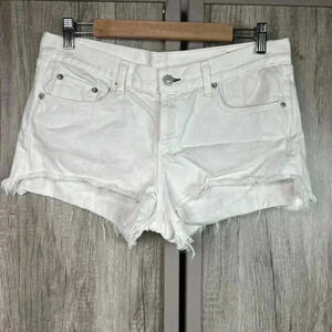 Rag & Bone Denim Shorts Sz 28 White Cotton Tencel Short Fringe Cut-off